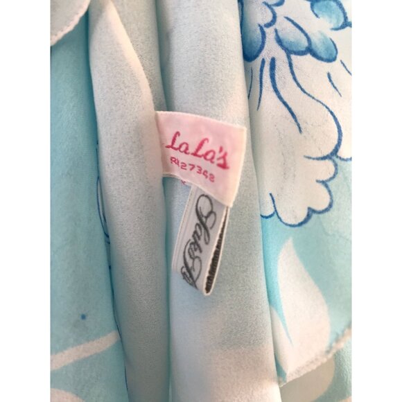 Vtg Negligée 1970's "LALA" Saks Fifth Avenue Blue Floral Lingerie 3 Piece - Picture 10 of 10